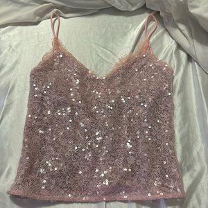 Staud sequin lace detail top